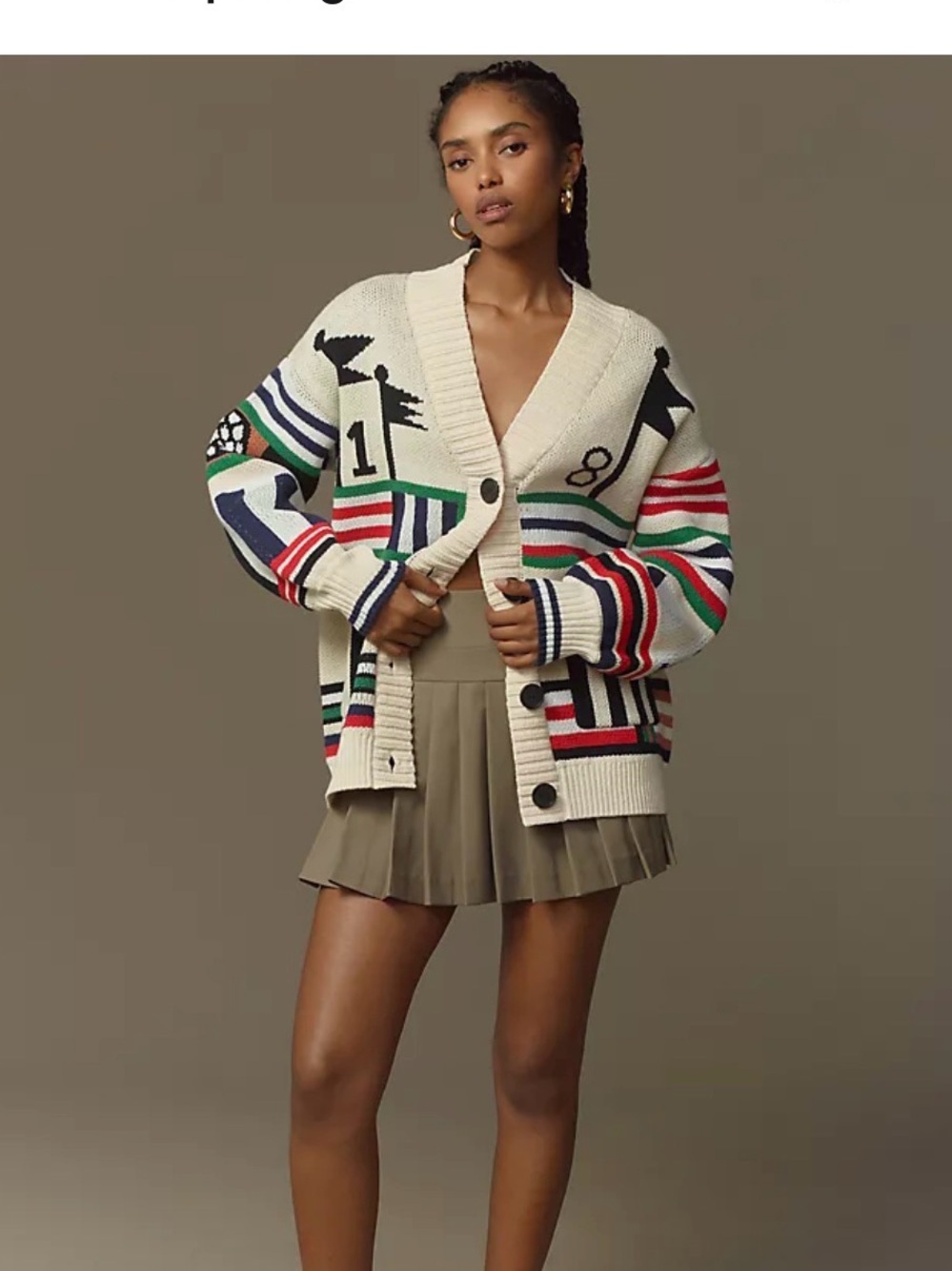 Maeve Golf-Themed Oversized Cardigan